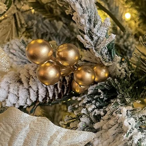 Artificial Berry, Fake Burgundy Berry, (20 pcs, 12" Each), Artificial Berries Stems for Xmas Tree Wreath Decorations Home Decor (GoldenBerry)
