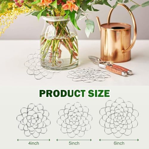 Stainless Steel Floral Grid Organizer, 2025 New Flower Arrangement Holder, Floral Grid Reuseable Flower Frog Wire Arranger Twist for Vase Floral Stems Bouquets Plant Fixation Sliver (Sliver-5in)