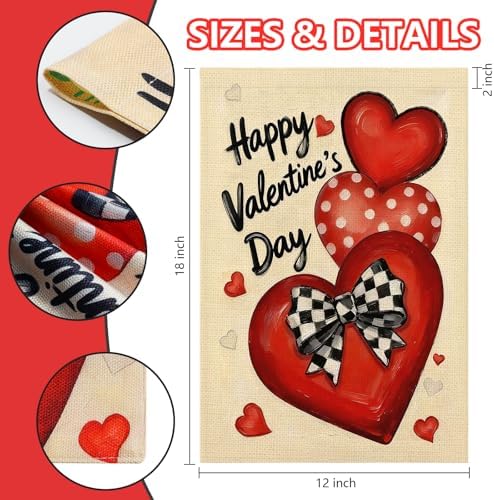 Valentines Day Garden Flag 12x18 Inch Love Heart Double Sided
