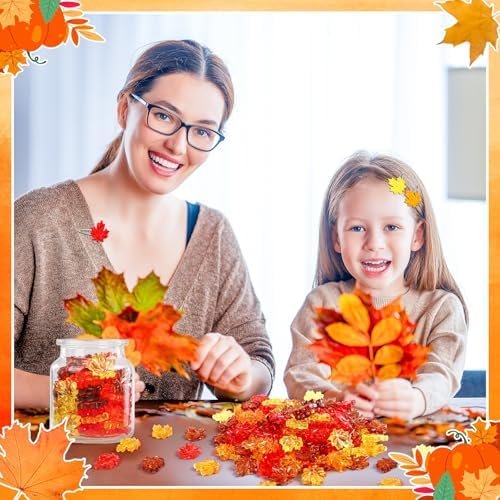 120Pcs Fall Thanksgiving Ornaments, Maple Leaves Vase Filler