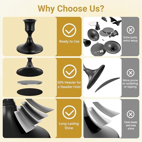 zeochyni 24 Pcs Black Taper Candle Holders Bulk for Wedding, Party Decor