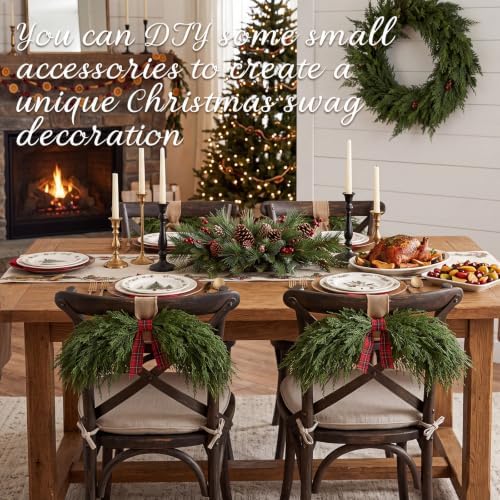 Suncalla 2 Pack 31.5" Christmas Swag Decoration, Cedar 04, Green
