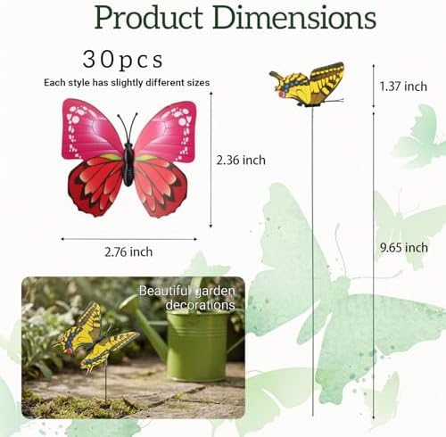 30PCS Butterfly Decor Outdoor Butterfly Garden Stakes for Garden Decor