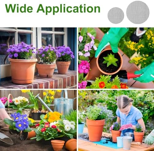 50pcs Flower Pot Hole Mesh Pads, 2/4 inch Round Mesh Pads for Plant Pots Polyethylene Bonsai Mesh Drainage Screens Garden Drainage Mesh Plant Pot Bottom Mesh