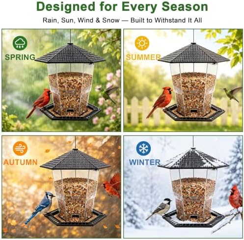 CHILDLION Bird Feeder for Outdoors Hanging,Black Hanging Wild Bird Feeders for Blue Bird, Cardinals, Finches,Wild Birds Seed Feeder, As Gift for Bird Lovers