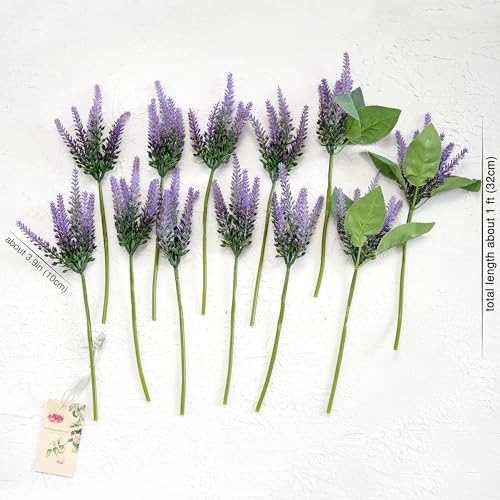 FiveSeasonStuff Dark Purple Lavender Artificial Flowers 14.6 inches 10 Stems