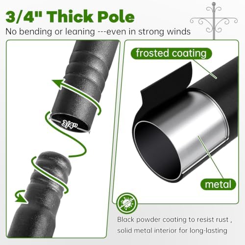 KOLAKO 2 Pack Shepherd Hooks for Outdoor,76 Inch Bird Feeder Pole Squirrel Proof Heavy Duty Double Shepherds Hook for Bird Feeder, Garden Plant, Solar Light