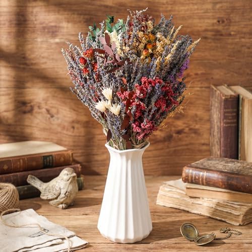 Layhit 8 Pack Large Size Boho Dried Flowers 15-17 Inch, Lavender