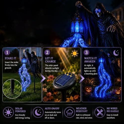 Halloween Grim Reaper Solar Animated Garden Stake Light