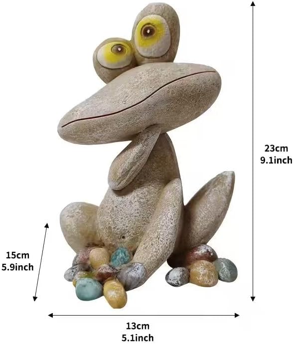 Funny Frog Garden Statue Outdoor Dec Cute Resin Animal Figurine Weatherproof for Yard Lawn Patio Garden Bed Pathway