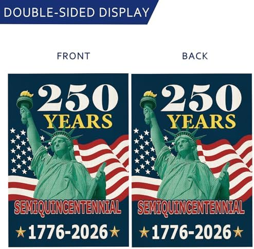 250 Anniversary Usa Garden Flags for Outside, 250 Anniversary USA Flag with Statue of Liberty Design, 1776-2026 Patriotic 4th of July Decorations Yard Sign Double-Sided Waterproof Flag 12x18 Inch 250 Year American Flag
