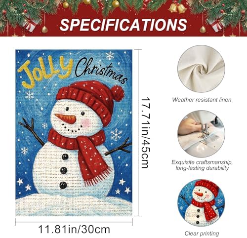 IVN Christmas Jolly Snowman Garden Flag 12x18 Inch Yard Decor