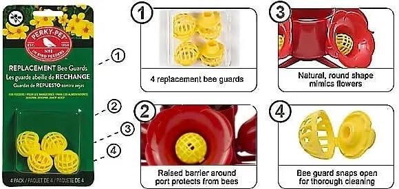 Perky-Pet Replacement Bee Guards for Hummingbird Feeders, 4-Pack