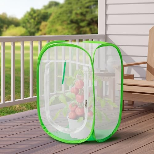 16" x 16" x 24" Pop Up Garden Mesh Plant Cover, Plant Protectors Mesh Plant Enclosure, Garden Net Cage Pest Protection Guard Tent with Storage Bag for Protect Plant Vegetable Fruit from Birds Insects