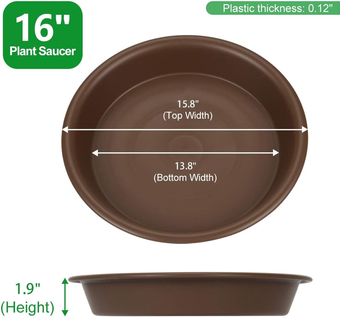 TITE Plant Saucer 16 inch,Heavy Large Planter Durable Thicker Plastic Plant Trays for Indoors and Outdoor,Plant Saucer