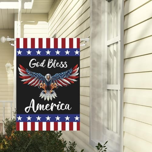God Bless America Patriotic Garden Flag 28 x 40 Inch 4th of July Eagle Large Garden Flags America Flag Double Sided Independence Day Memorial Day Yard Flags for Holiday Outside Decor