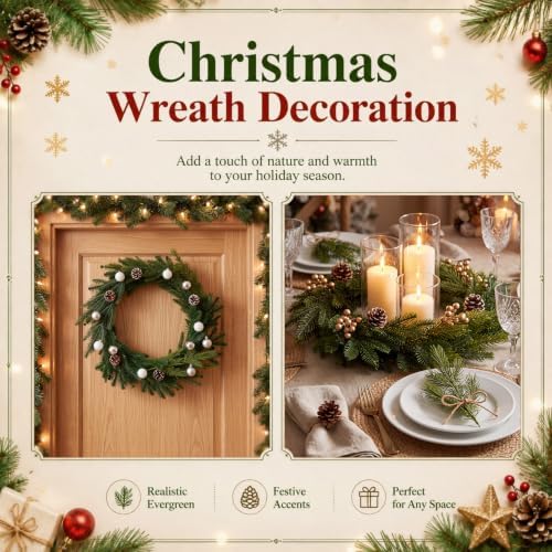 Yunlly 40 Pcs Christmas Artificial Pine Needle Branches, Classic