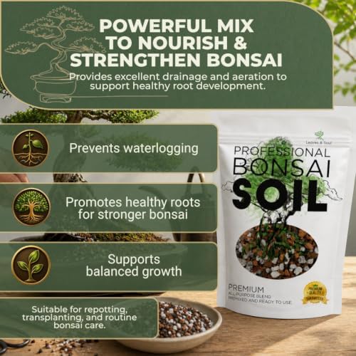 Professional Bonsai Soil Mix Ready to Use Extra Large 8.2 Quarts, Premium Potting Soil for Bonsai Trees, Fast Draining Blend Lava Limestone Pearock Calcined Clay Pinebark Indoor Outdoor Made in USA