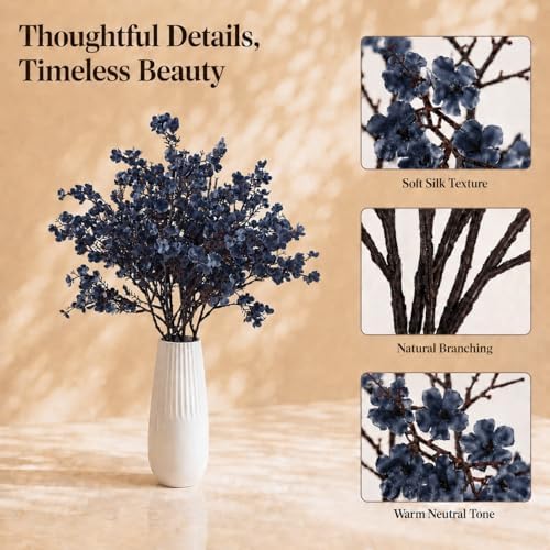Mandy's 6 Bundles Artificial Dusty Blue Baby’s Breath Flowers