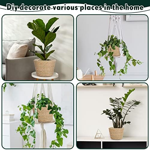 Mumufy 6 Pcs Seagrass Planter Basket Hand Woven Flower Pot Cover, Classic