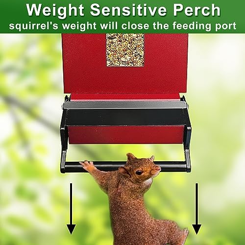 Squirrel Proof Bird Feeders for Outdoors, 6LB Metal Hanging Bird Seed Feeders, Large Wild Feeders for Cardinals,Backyard (Red)