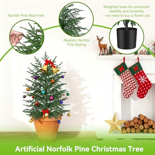 3FT Artificial Norfolk Pine Tree, 1pc Faux Potted Plants