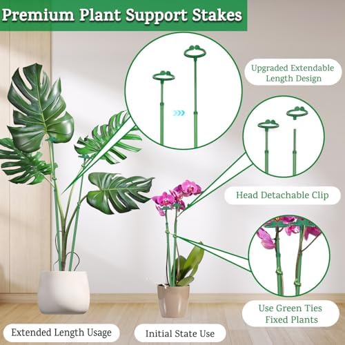 Extendable Plant Stakes, Length Scalable From14.3to25IN Plant SupportStakes