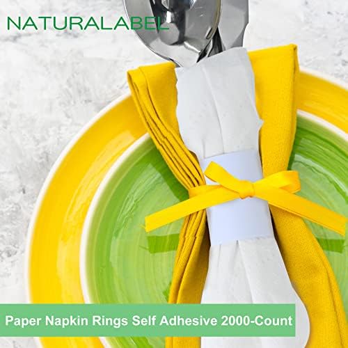 NATURALABEL Self-Adhesive Napkin Bands, Pack of 2,000, White