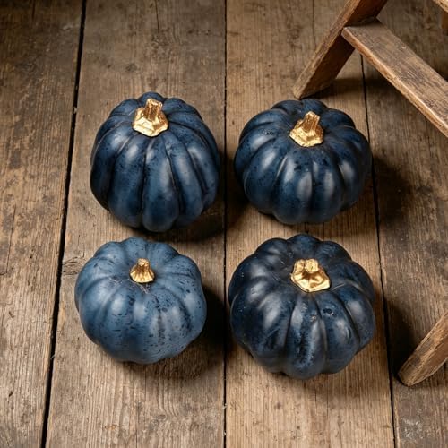10-Piece Navy Blue Artificial Pumpkins, Assorted Sizes