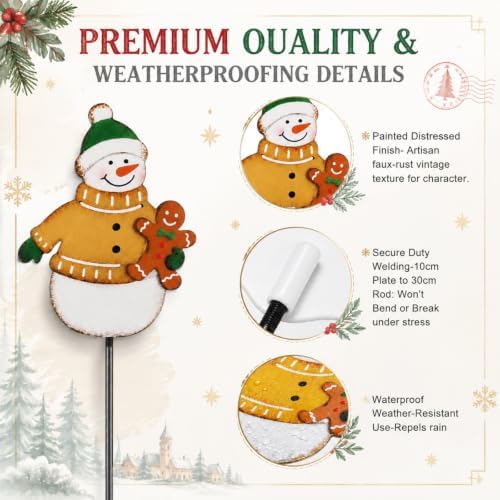 Shimeyao 6 Pcs Garden Stakes Plant Stakes Yard Signs, Snowman