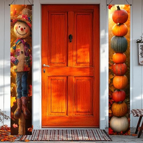 BlissYard Fall Scarecrow Porch Banner 12x71 Inch