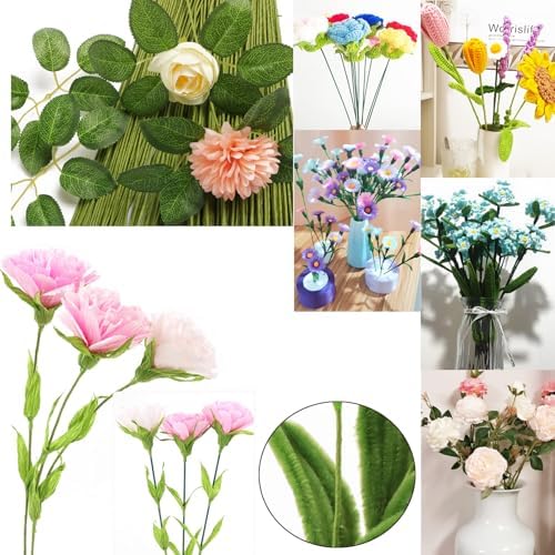 50 PCS Floral Wire 2 Gauge Green Floral Paper Wrapped Wire 16 inch/40cm Crafts Florist Stems for Flower Arrangement Supplies Crafts Bouquet Stem Wreath Making (Diameter 2mm)