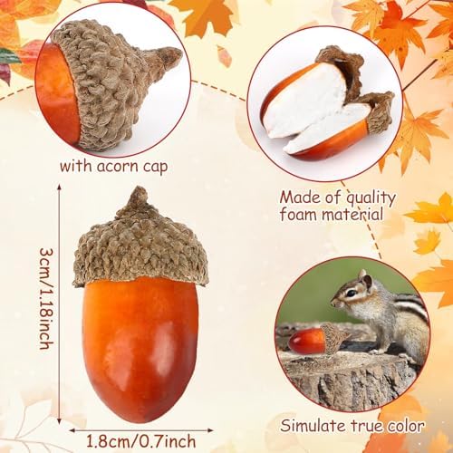 JULBEAR 80Pcs Artificial Acorns Bulk for Crafts and Thanksgiving Decor