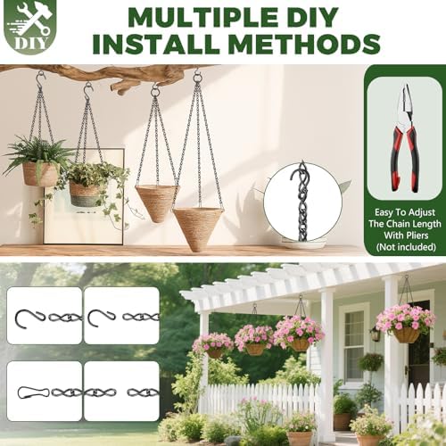 157 Inch Hanging Chain with 30 S Hooks and 30 Clips For Hanging Plants