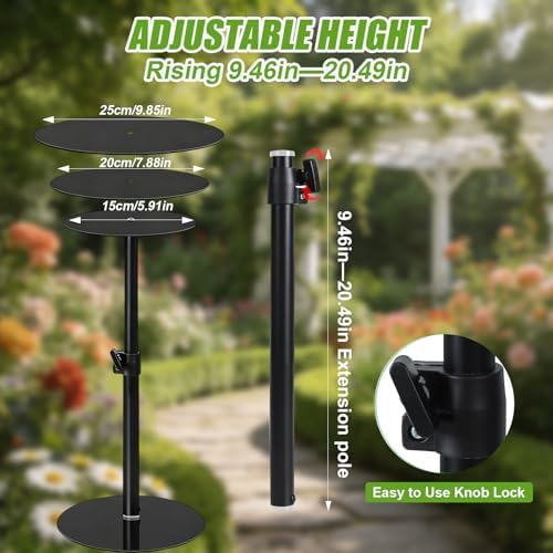 Funvalley Surperfect Adjustable Plant Riser for Inside Pots - 9.5-20.5" Lift Kit Planter Insert, Plant Lift Inserts Pot Risers for Indoor Outdoor Tall Taper Planter Container