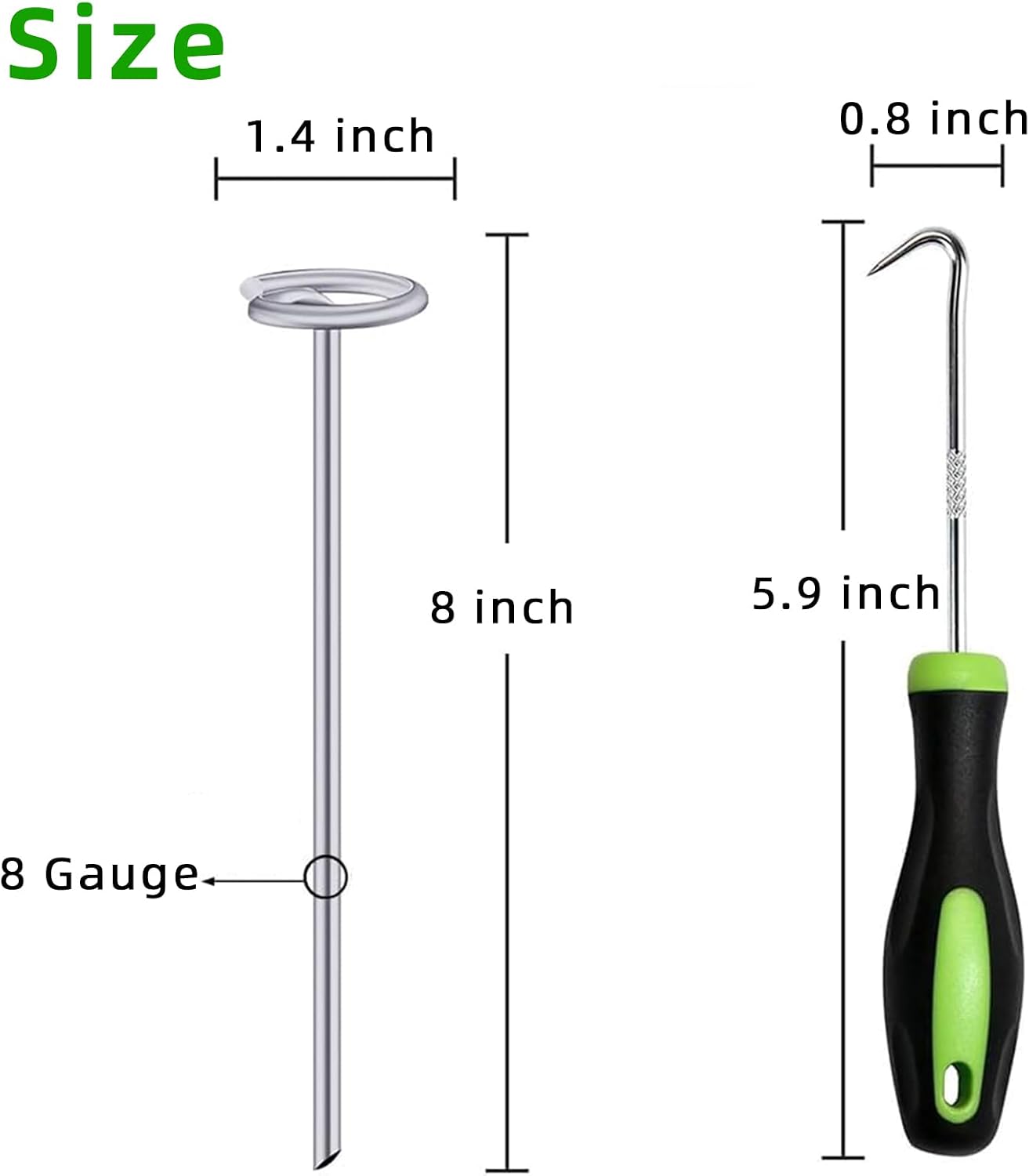 8 Inch Circle Top Landscape Staples, 100Pcs 8 Gauge Galvanized Steel Heavy Duty Gardn Stakes for Outdoor Gardening Weed