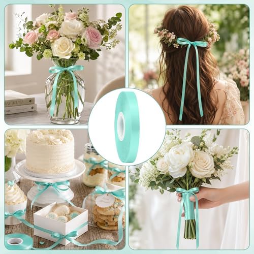 3/8In 30Yards Mint Blue Thin Ribbon for Gift Wrapping Wedding Baby Shower
