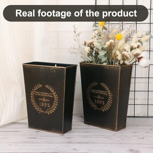 6 Pack Metal Wall Vase, Country Galvanized Wall Vase Box for Country, Bathroom, Rustic Party, Office, Wedding and Home Decor