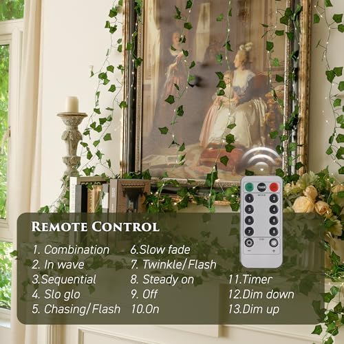Vine Fairy Lights, 33FT 100 LED Vines String Lights, 8 Modes, 1 Pack