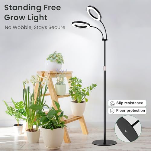 LBW 2-Head Grow Light with Stand，68" Tall Full Spectrum Plant Light