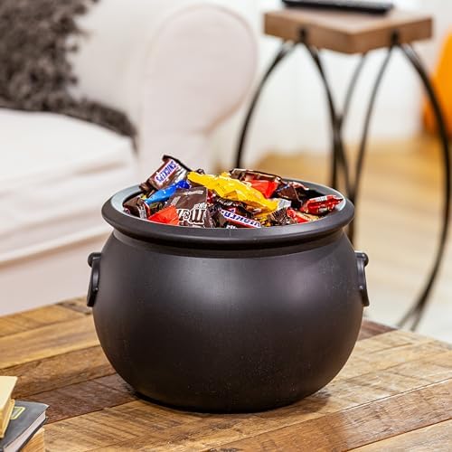 Evergreen Garden Cauldron Witch Pot Candy Holder Bowl Bucket for Trick-or-Treat, Flower Plant Pot, Indoor/Outdoor Halloween Witches Decoration for Party Home Office Desk (Witch Cauldron)