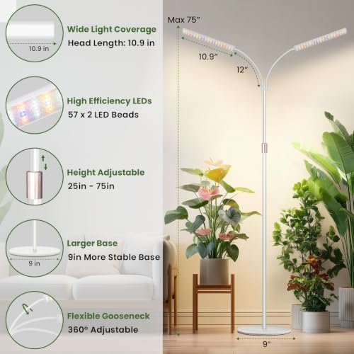LBW Grow Lights for Indoor Plants, 75" Tall Full Spectrum Plant Grow Light