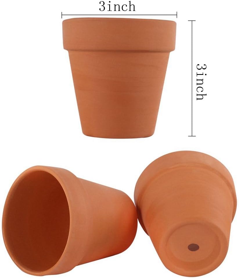 Sderoq 3 Inch Terracotta Pots - 22Pack Clay Flower Pots with Drainage Hole, Succulent Nursery Pot/Cactus Plant Pot.