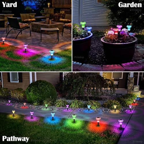 Priddop Solar Christmas Lights Outdoor Waterproof 8 Pack Color Changing LED
