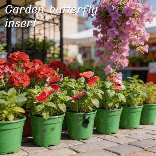 30PCS Red Butterfly Decor Artificial Butterflies for Outdoor Garden Decor