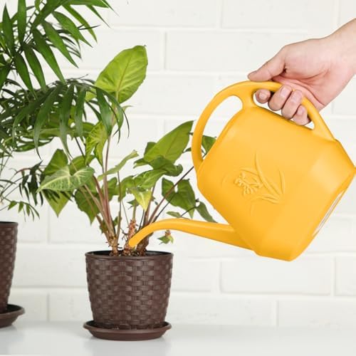 ZXJ Plant Watering Can - for Indoor and Outdoor Home Garden Plants - with Long Spout - Orange - 1/2 Gallon