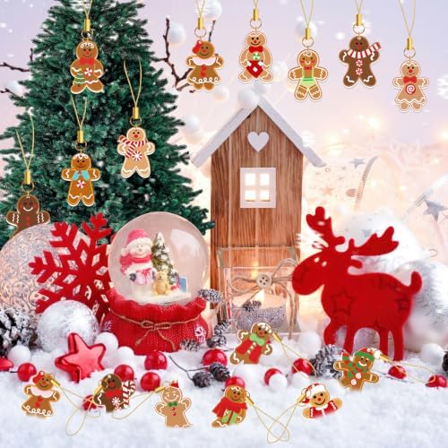 36 Pcs Mini Gingerbread Man Ornaments, Acrylic Christmas Tree Decor