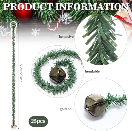 25 Pcs 20 Inch Christmas Garland Ties for Banister Bells, Bronze