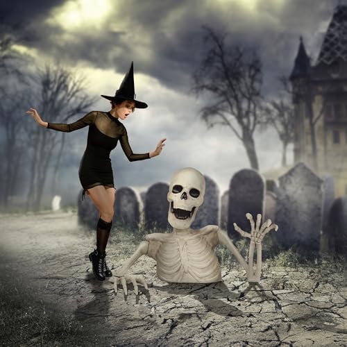 BOO BOX 35" Groundbreaking Skeleton - Outdoor Halloween Decorations for Porch or Yard