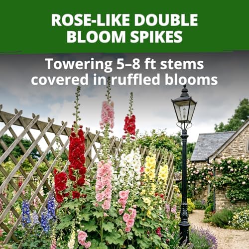 HOME GROWN Hollyhock Seeds, Chater's Double Mix, 100 Seeds, Alcea rosea